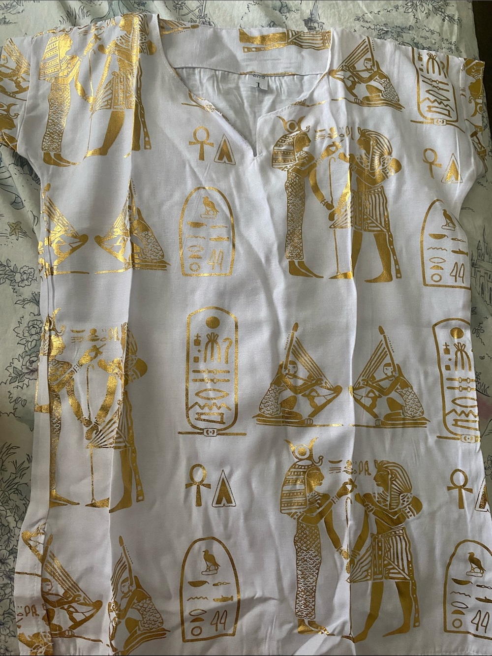 Kids White with Gold Egyptian Print small